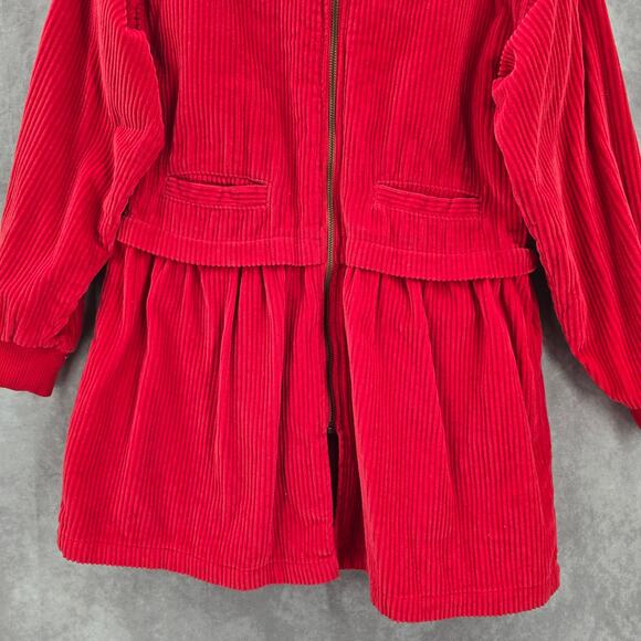 Crazy 8 Red Hood Fleece Sherpa Zip Cotton Pea Coat Jacket Girls Youth S Small - Picture 4 of 8